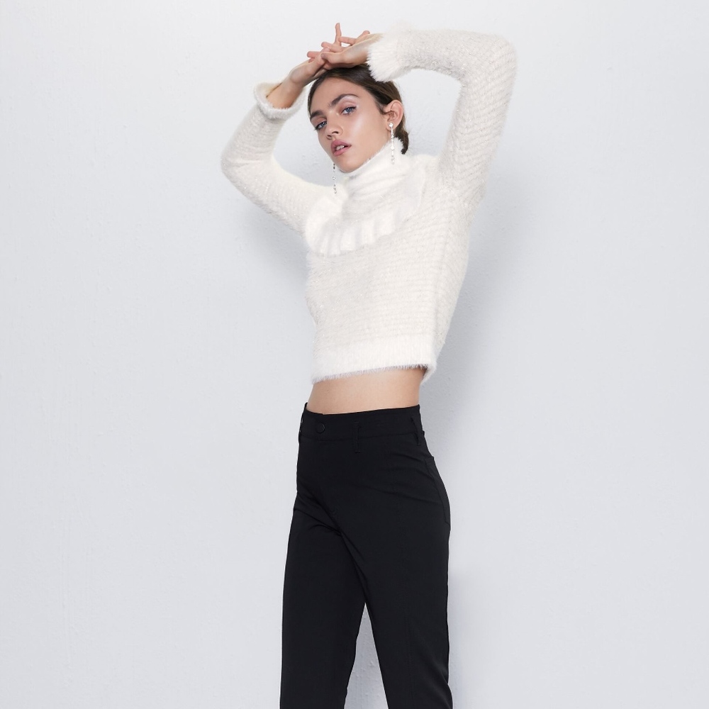 ZARA Faux Fur Sweater With Metallic Thread - Picture 8 of 8